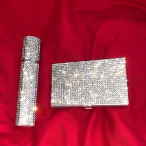 Bling credit card case and perfume atomizer